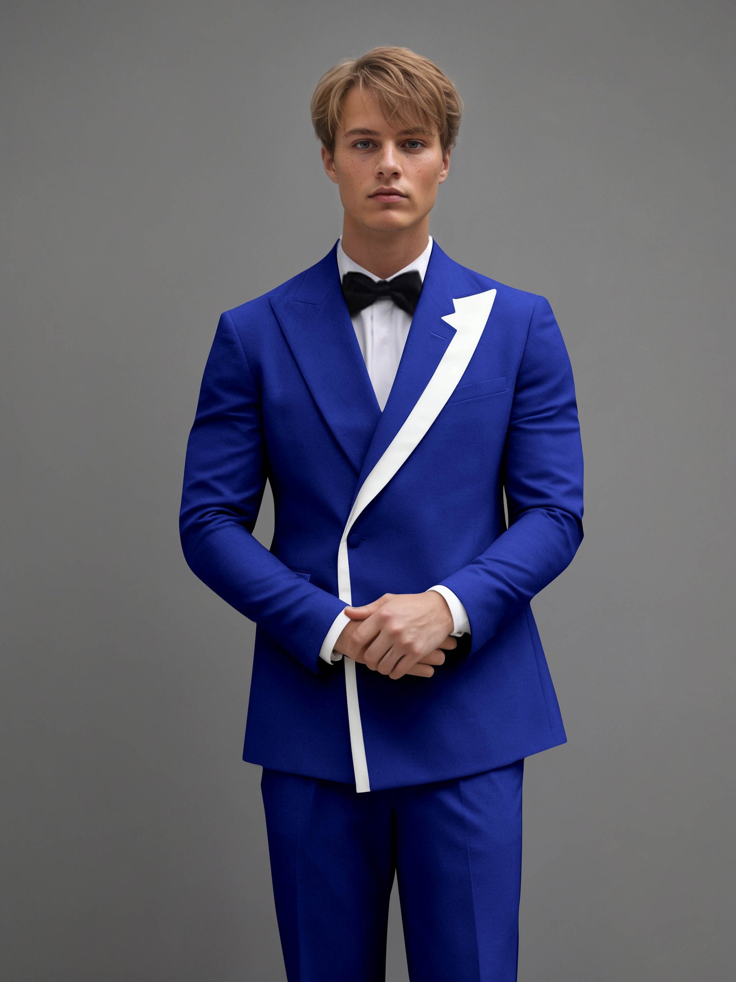 Modern Wrap Peak Lapel Men's 2 Pieces Suit with Decorative Trim for Grand Celebrations