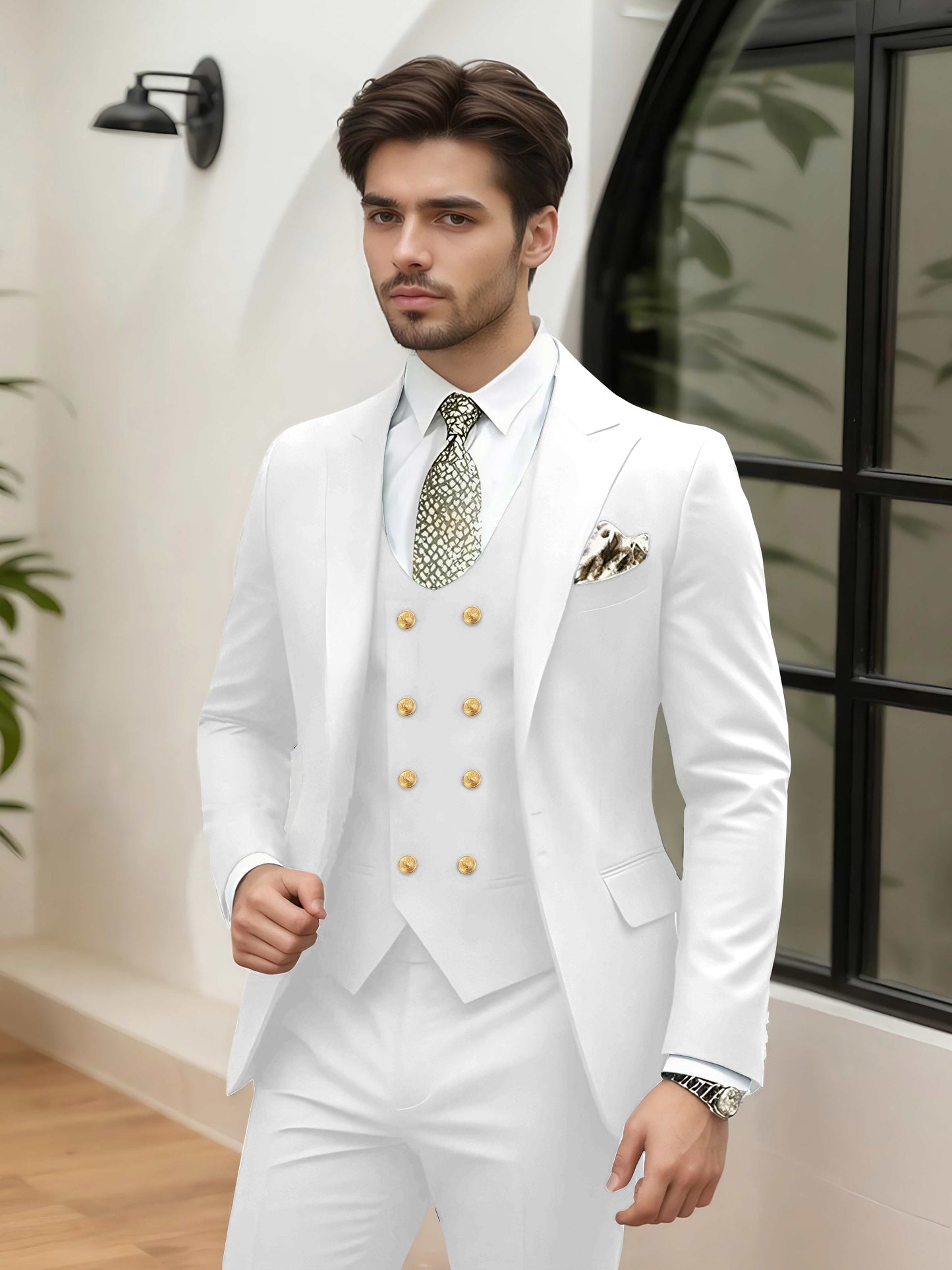 Refined 3 Pieces Men's Evening Suit Tailored Fit One Button Peak Lapel Designer Style