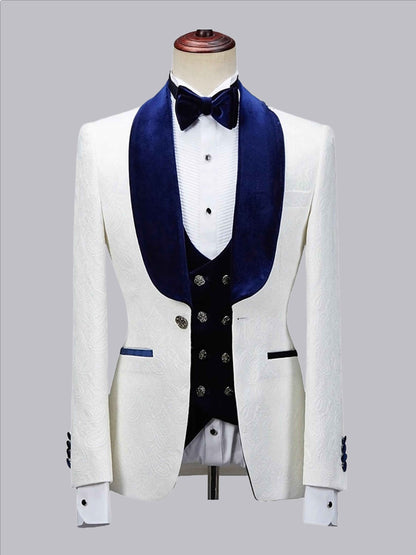 Timeless One Button Men's 3 Pieces Shawl Lapel Wedding Suit
