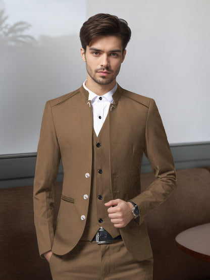 Bespoke Structured Single Breasted Men's 3 Pieces Suit