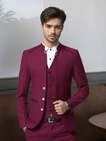 Bespoke Structured Single Breasted Men's 3 Pieces Suit