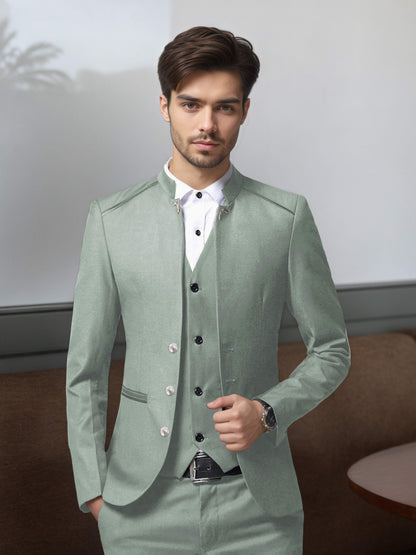 Bespoke Structured Single Breasted Men's 3 Pieces Suit