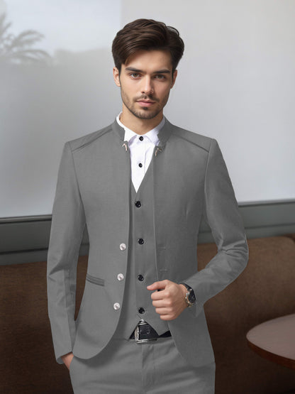 Bespoke Structured Single Breasted Men's 3 Pieces Suit