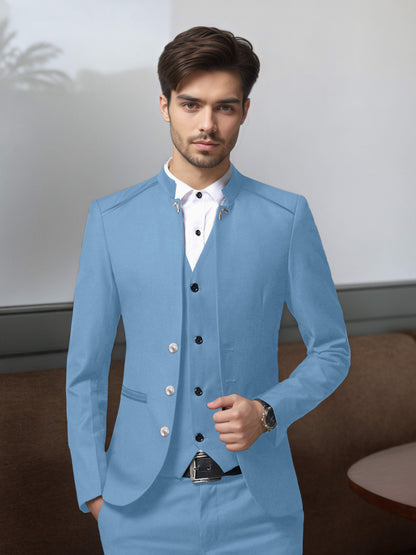 Bespoke Structured Single Breasted Men's 3 Pieces Suit