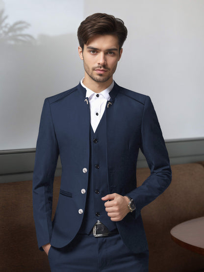 Bespoke Structured Single Breasted Men's 3 Pieces Suit