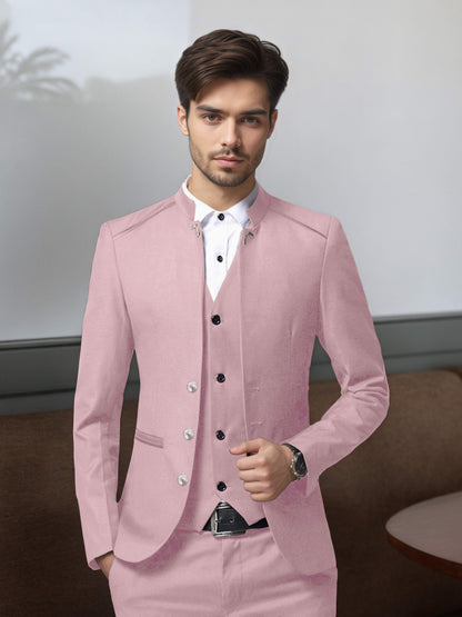 Bespoke Structured Single Breasted Men's 3 Pieces Suit