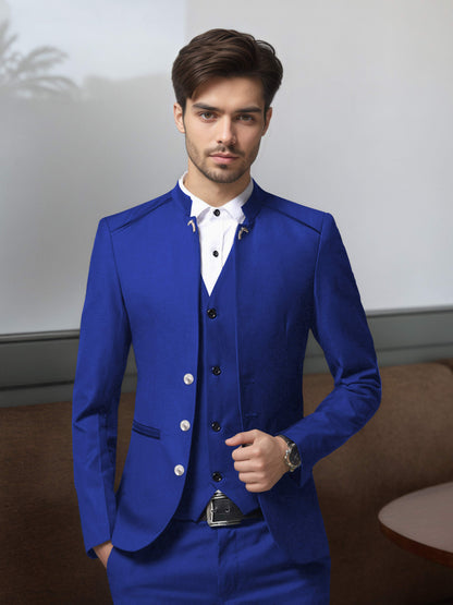 Bespoke Structured Single Breasted Men's 3 Pieces Suit