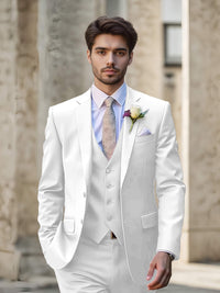 Contemporary Single Breasted Men's 3 Pieces Wedding Event Suit