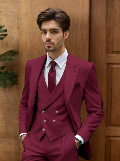 Contemporary Slim Fit Men's 3 Pieces Outdoor Wedding Suit