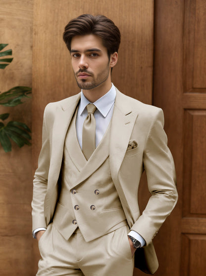Contemporary Slim Fit Men's 3 Pieces Outdoor Wedding Suit