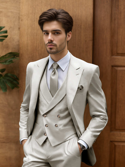 Contemporary Slim Fit Men's 3 Pieces Outdoor Wedding Suit