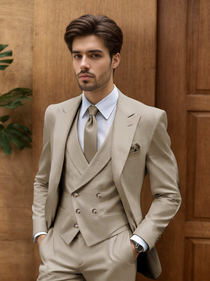 Contemporary Slim Fit Men's 3 Pieces Outdoor Wedding Suit