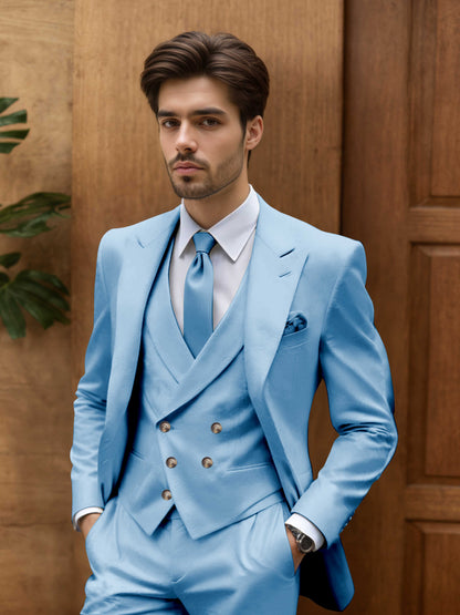 Contemporary Slim Fit Men's 3 Pieces Outdoor Wedding Suit