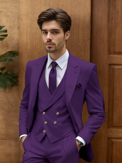 Contemporary Slim Fit Men's 3 Pieces Outdoor Wedding Suit