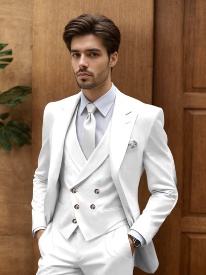 Contemporary Slim Fit Men's 3 Pieces Outdoor Wedding Suit