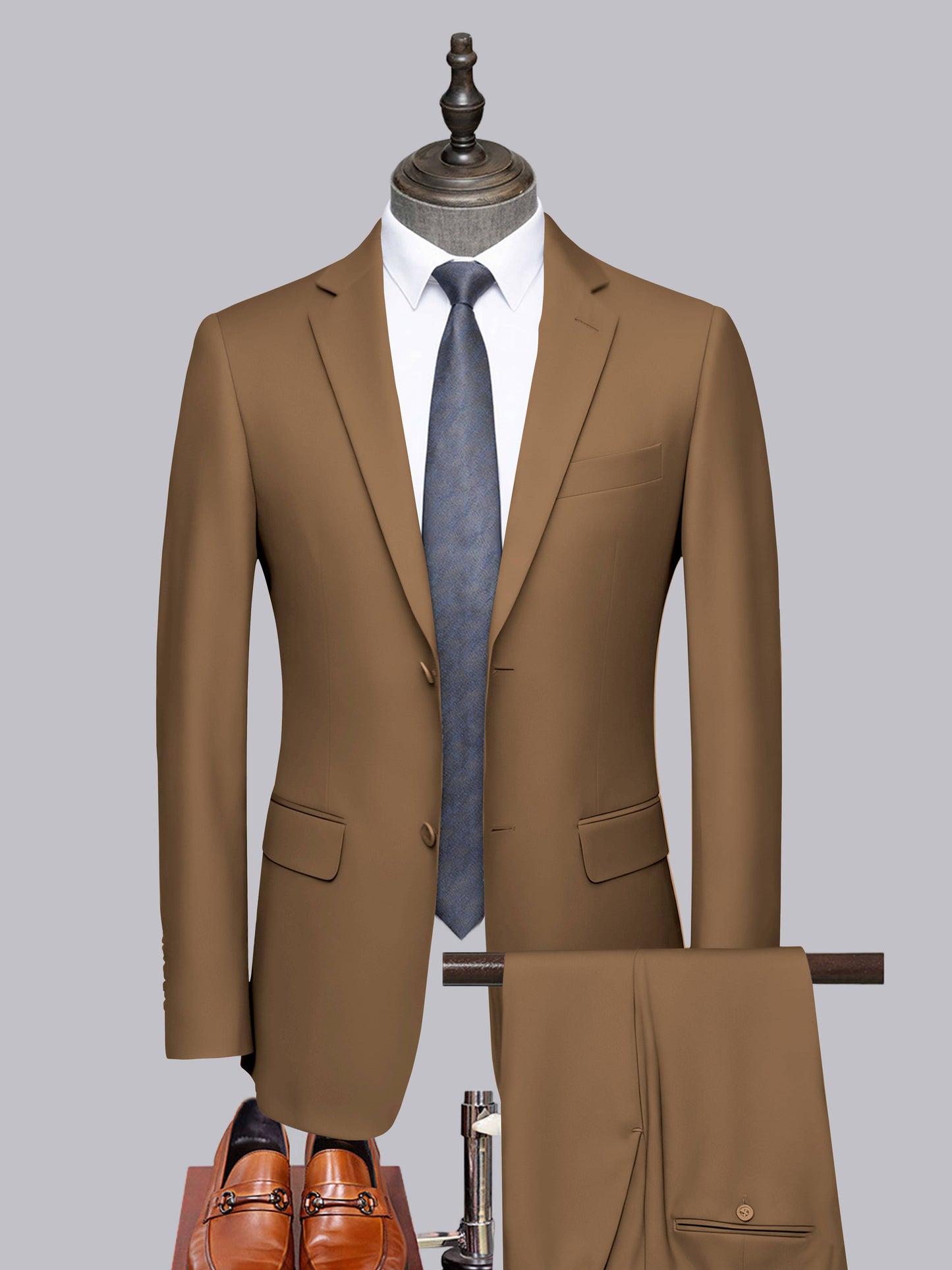 Distinct 2 Pieces Men's Formal Suit Tailored Fit Two Button Look