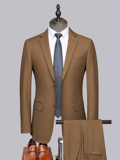Distinct 2 Pieces Men's Formal Suit Tailored Fit Two Button Look