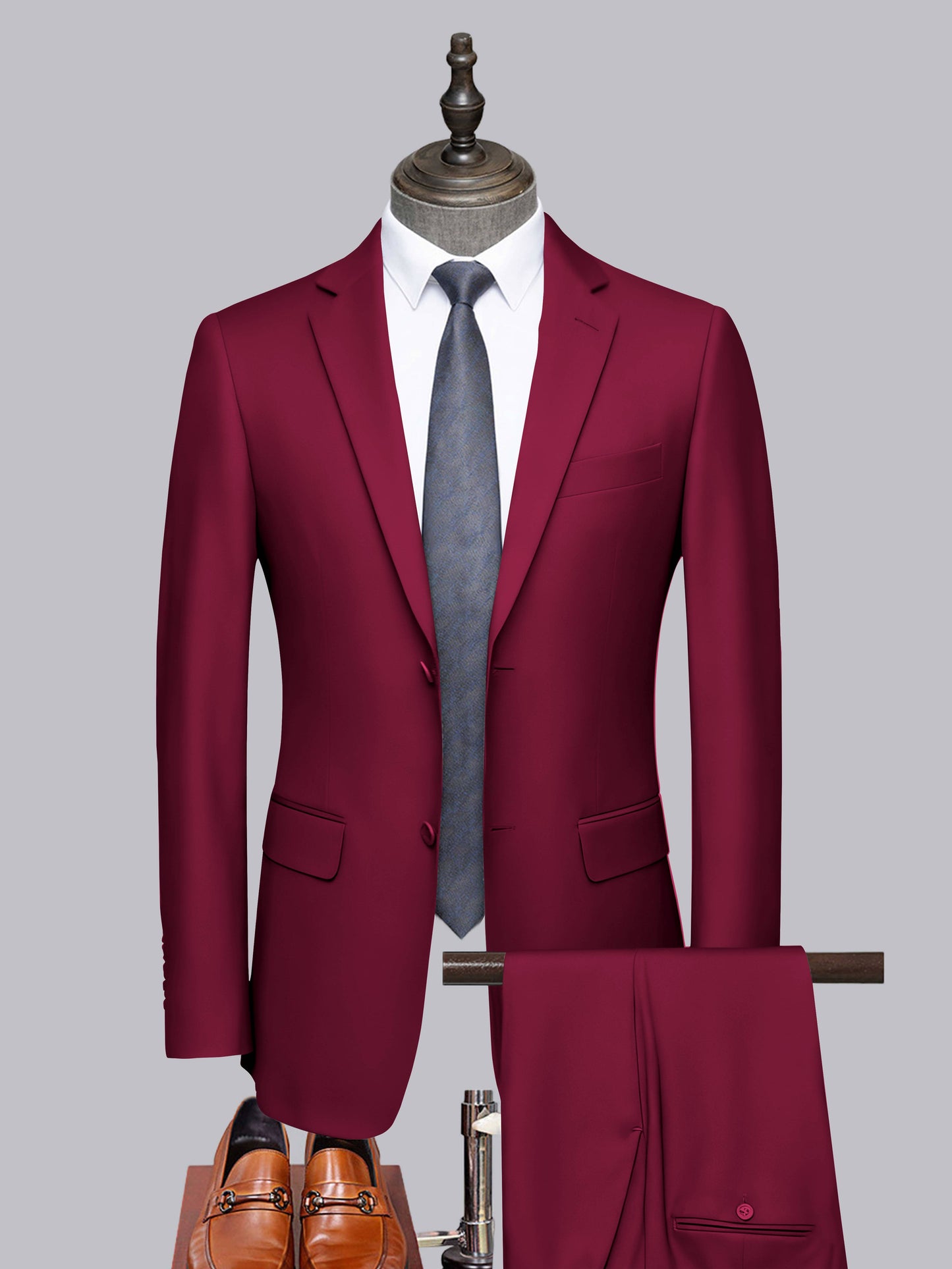 Distinct 2 Pieces Men's Formal Suit Tailored Fit Two Button Look