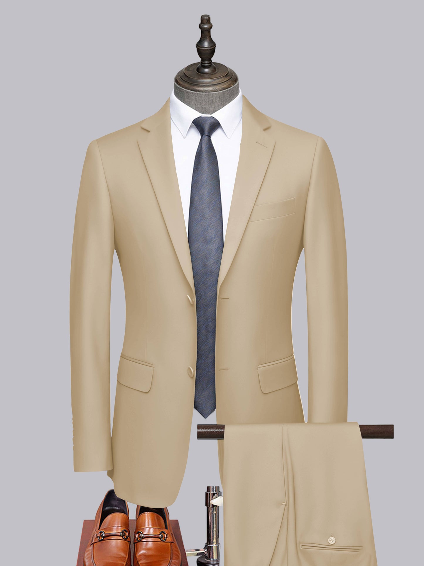 Distinct 2 Pieces Men's Formal Suit Tailored Fit Two Button Look