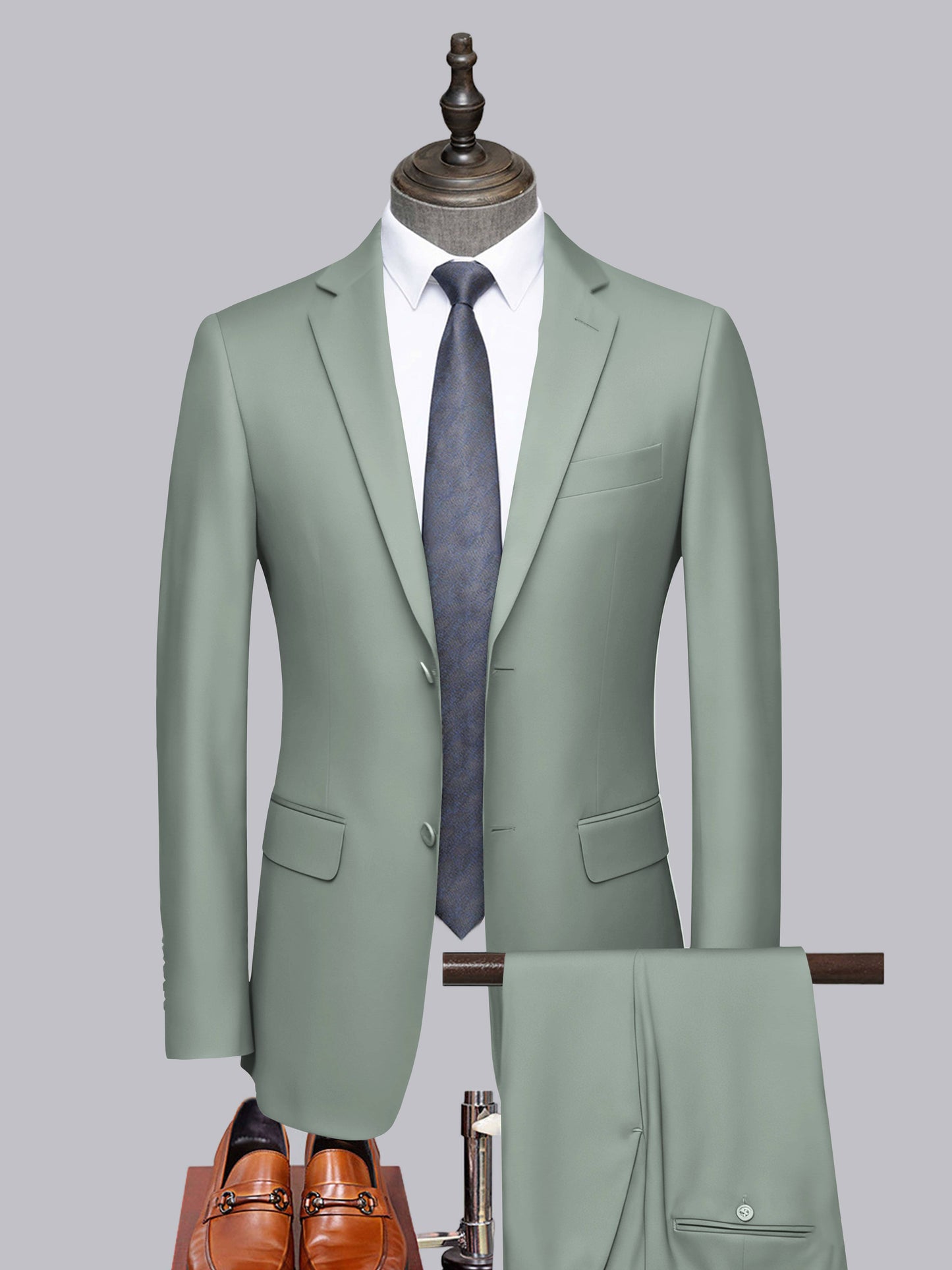 Distinct 2 Pieces Men's Formal Suit Tailored Fit Two Button Look