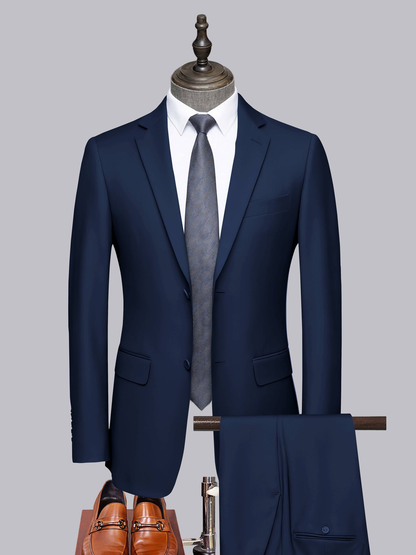 Distinct 2 Pieces Men's Formal Suit Tailored Fit Two Button Look