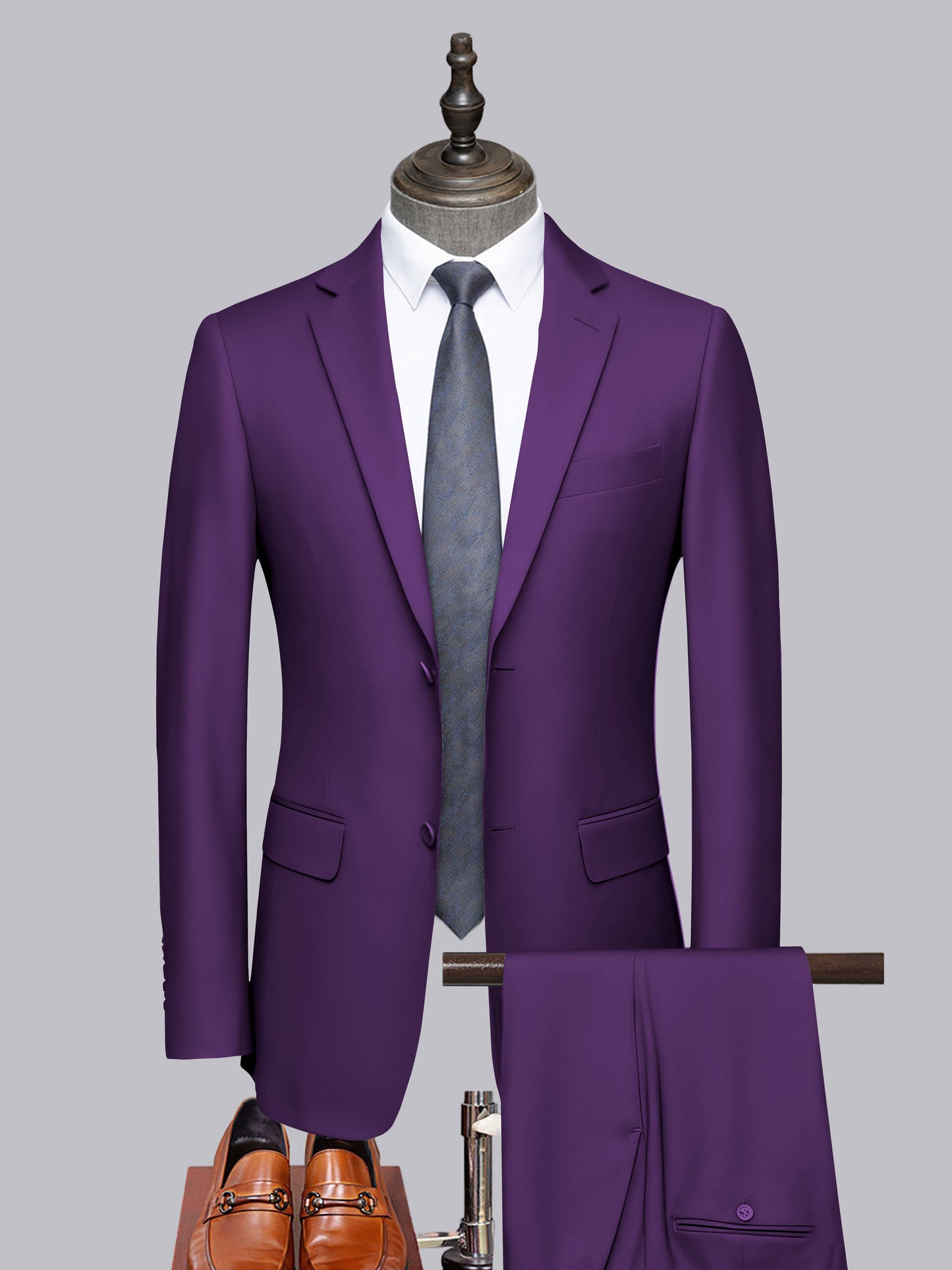 Distinct 2 Pieces Men's Formal Suit Tailored Fit Two Button Look