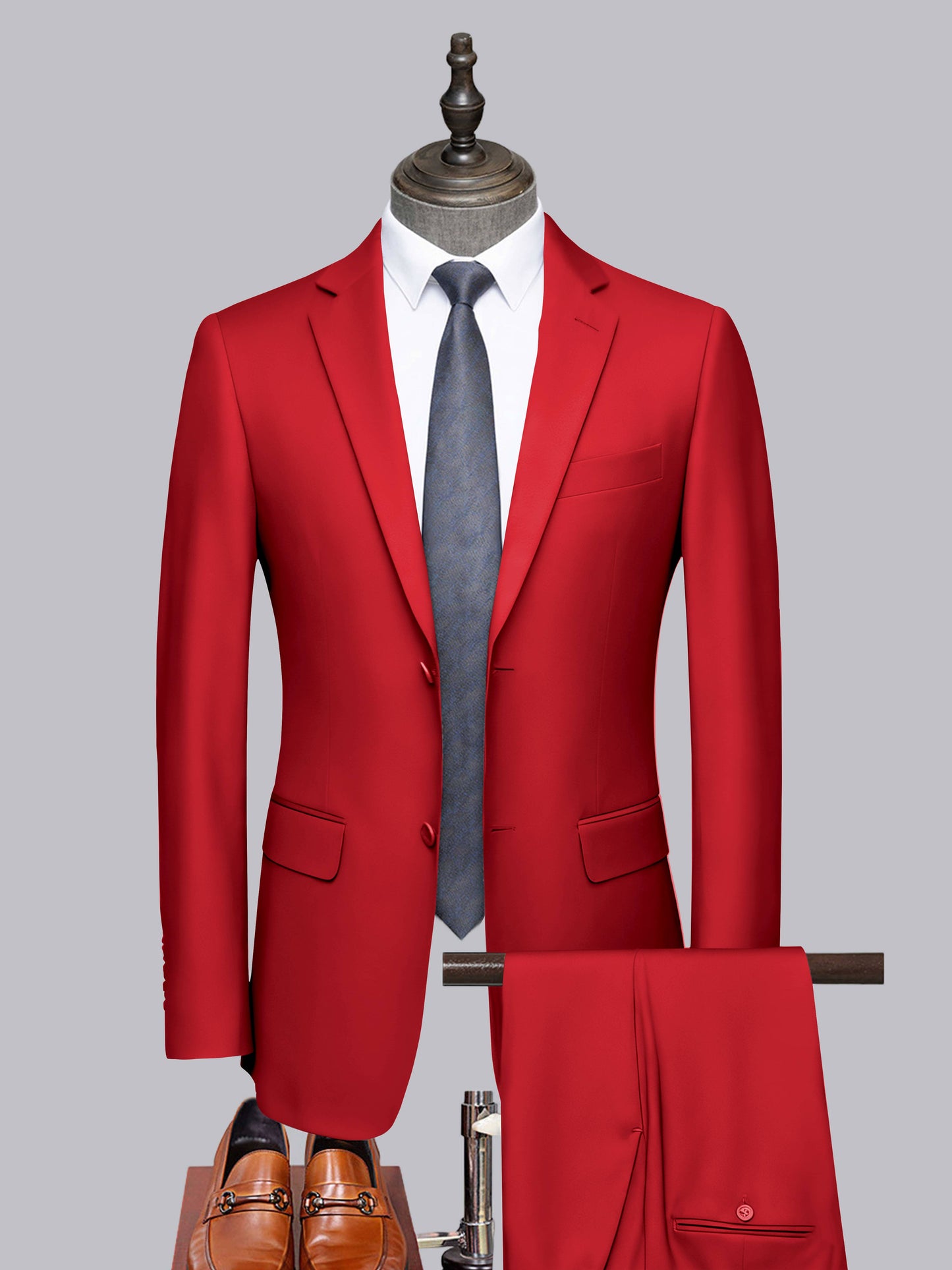 Distinct 2 Pieces Men's Formal Suit Tailored Fit Two Button Look