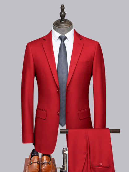 Distinct 2 Pieces Men's Formal Suit Tailored Fit Two Button Look