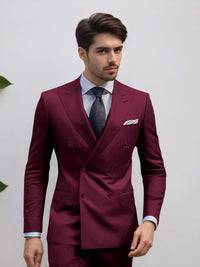 Distinguished Slim Fit Double Breasted Men's 2 Pieces Wedding Suit
