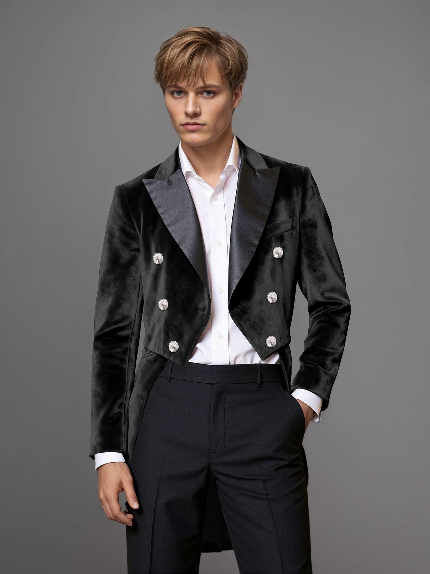 Luxurious Velvet Peak Lapel Men's 2 Pieces Double Breasted Tuxedo for Gala