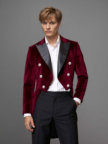 Luxurious Velvet Peak Lapel Men's 2 Pieces Double Breasted Tuxedo for Gala