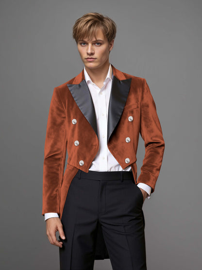 Luxurious Velvet Peak Lapel Men's 2 Pieces Double Breasted Tuxedo for Gala