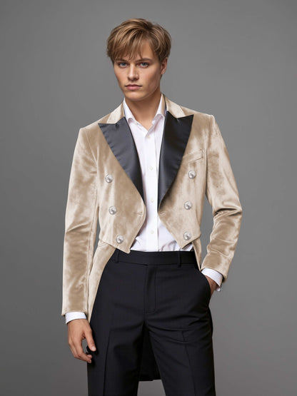 Luxurious Velvet Peak Lapel Men's 2 Pieces Double Breasted Tuxedo for Gala