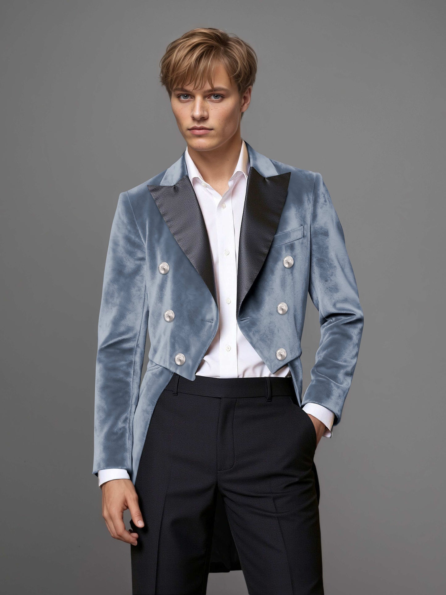 Luxurious Velvet Peak Lapel Men's 2 Pieces Double Breasted Tuxedo for Gala