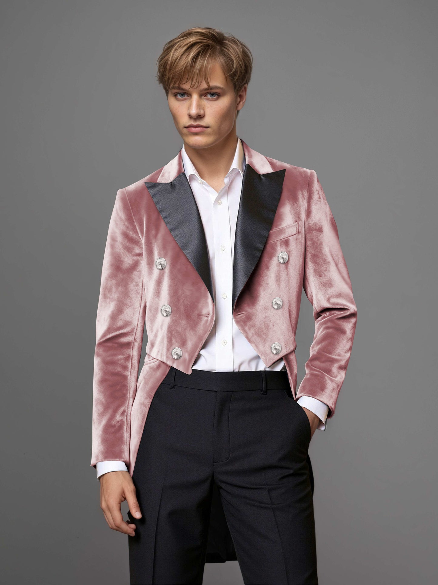 Luxurious Velvet Peak Lapel Men's 2 Pieces Double Breasted Tuxedo for Gala