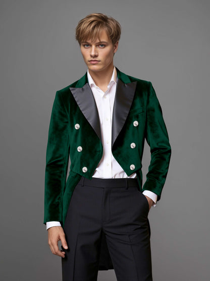 Luxurious Velvet Peak Lapel Men's 2 Pieces Double Breasted Tuxedo for Gala