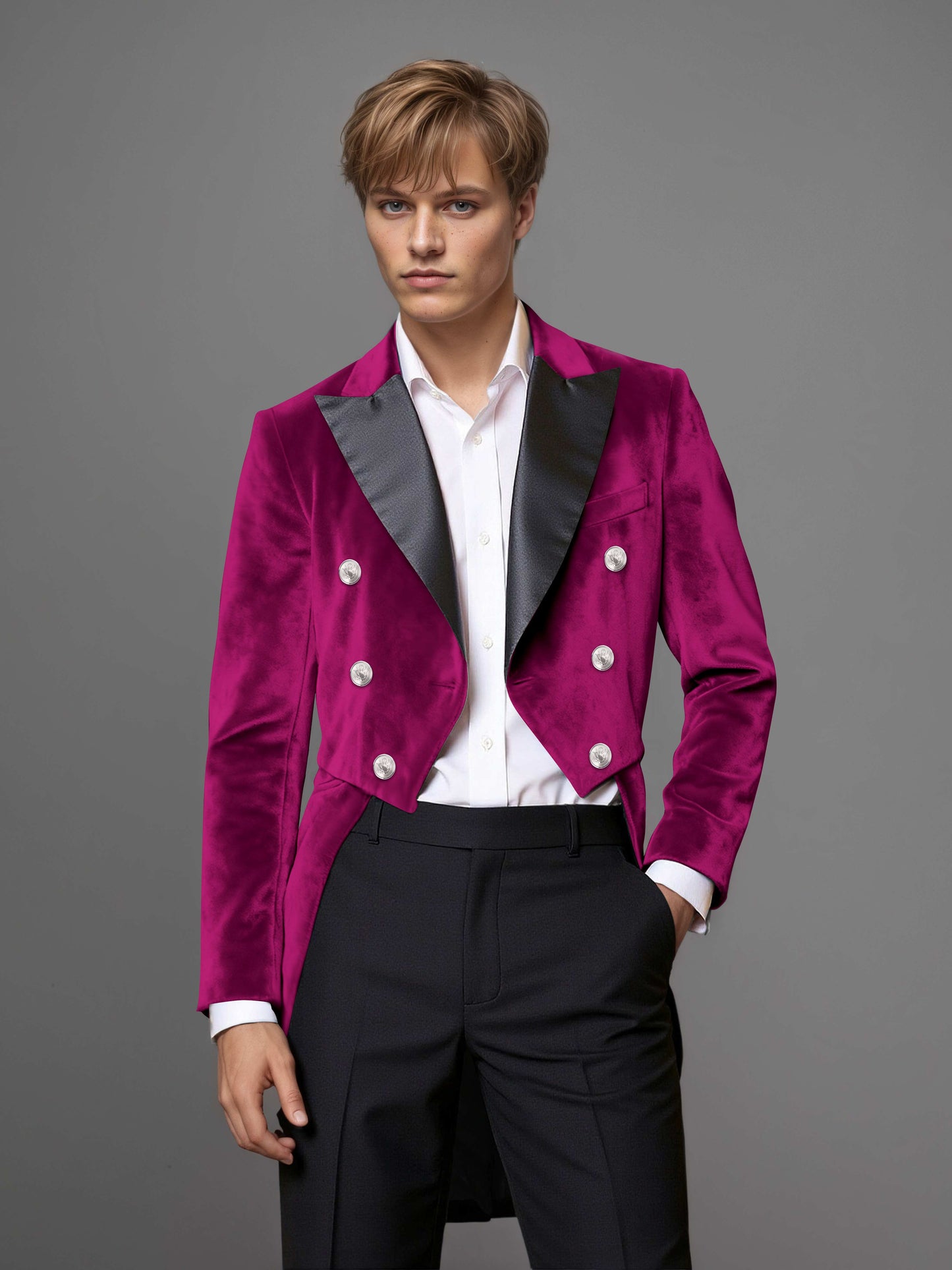 Luxurious Velvet Peak Lapel Men's 2 Pieces Double Breasted Tuxedo for Gala