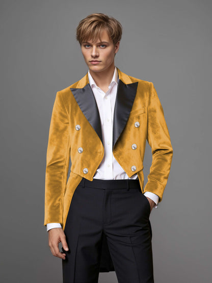 Luxurious Velvet Peak Lapel Men's 2 Pieces Double Breasted Tuxedo for Gala