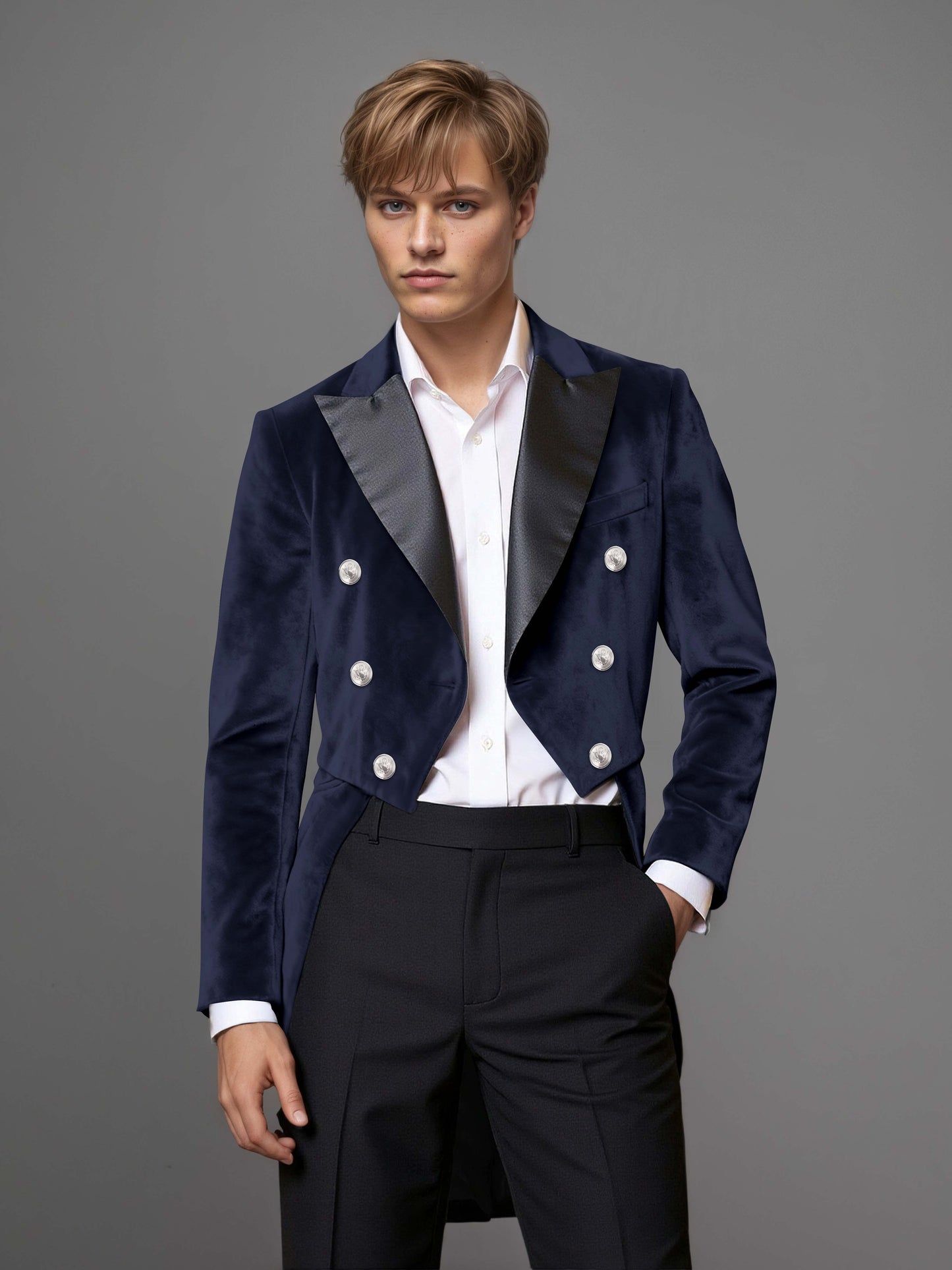 Luxurious Velvet Peak Lapel Men's 2 Pieces Double Breasted Tuxedo for Gala