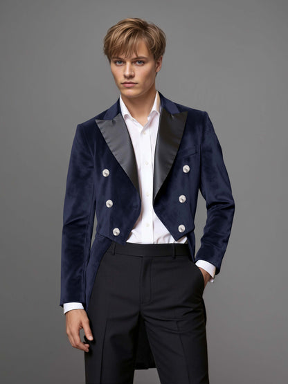 Luxurious Velvet Peak Lapel Men's 2 Pieces Double Breasted Tuxedo for Gala