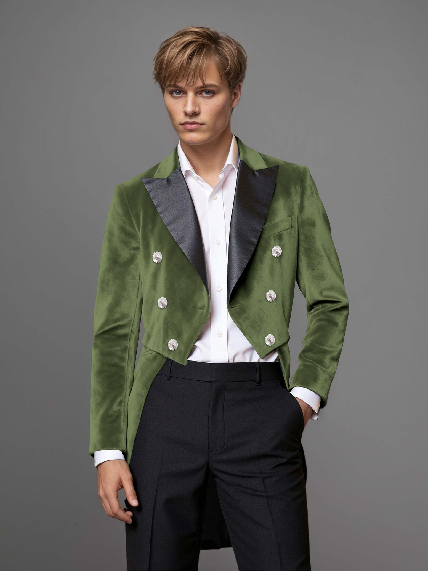 Luxurious Velvet Peak Lapel Men's 2 Pieces Double Breasted Tuxedo for Gala