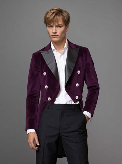 Luxurious Velvet Peak Lapel Men's 2 Pieces Double Breasted Tuxedo for Gala