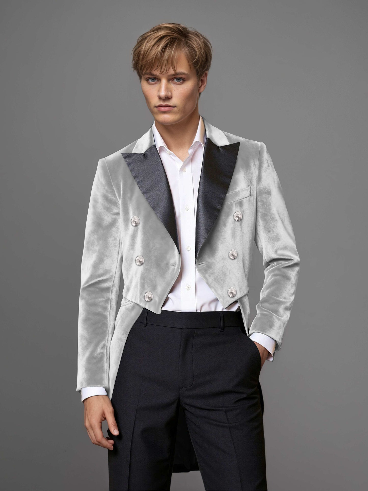 Luxurious Velvet Peak Lapel Men's 2 Pieces Double Breasted Tuxedo for Gala