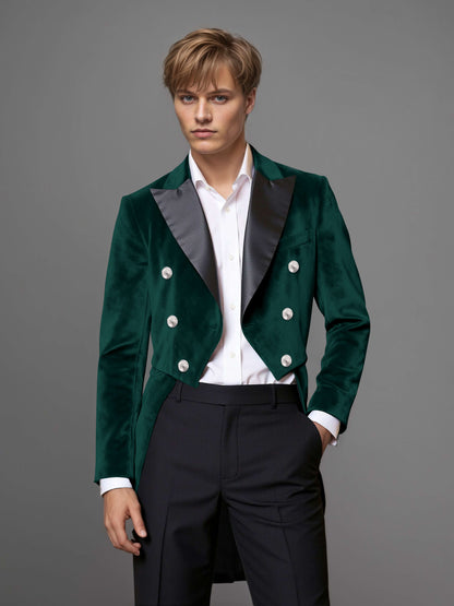 Luxurious Velvet Peak Lapel Men's 2 Pieces Double Breasted Tuxedo for Gala