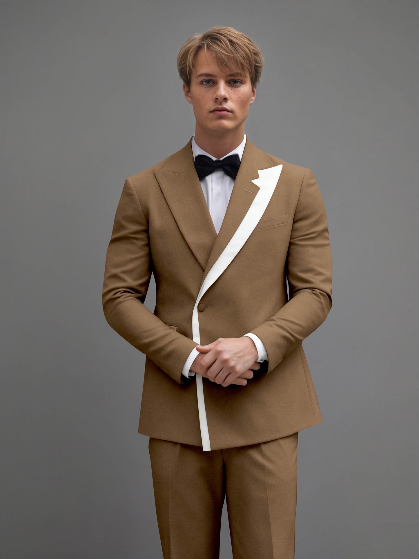 Modern Wrap Peak Lapel Men's 2 Pieces Suit with Decorative Trim for Grand Celebrations