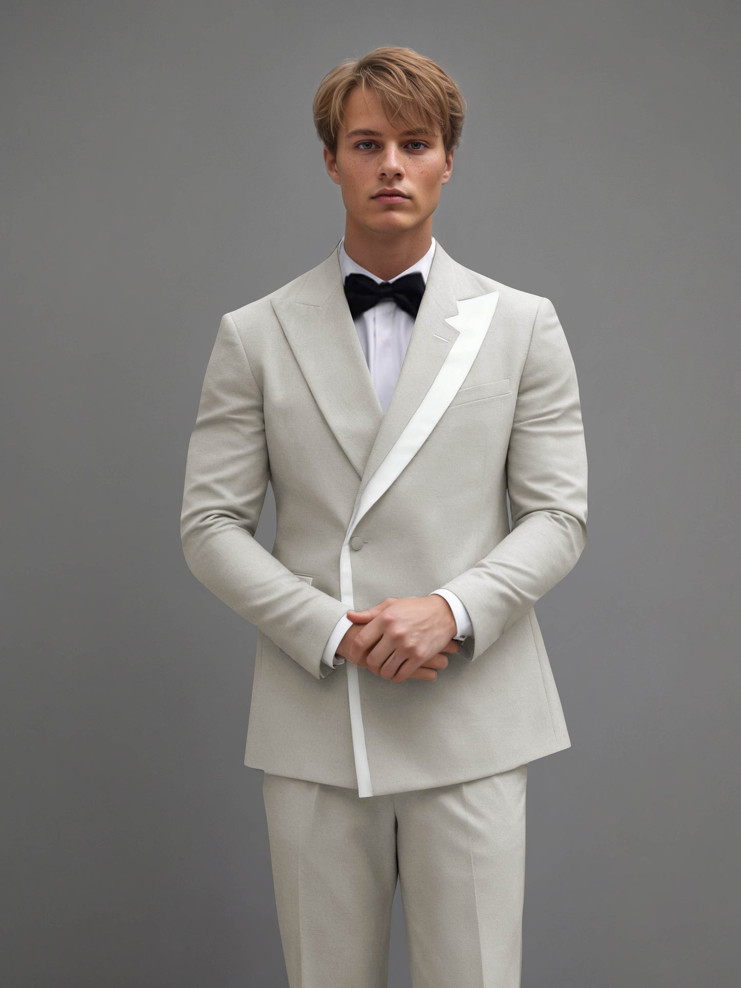 Modern Wrap Peak Lapel Men's 2 Pieces Suit with Decorative Trim for Grand Celebrations