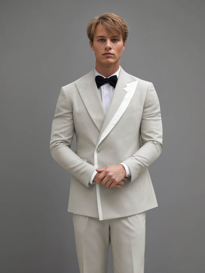 Modern Wrap Peak Lapel Men's 2 Pieces Suit with Decorative Trim for Grand Celebrations