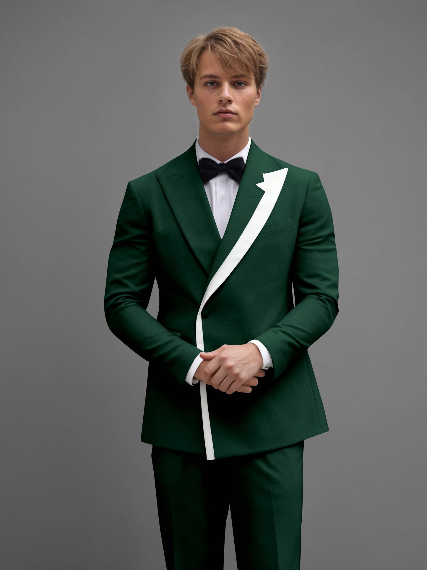 Modern Wrap Peak Lapel Men's 2 Pieces Suit with Decorative Trim for Grand Celebrations