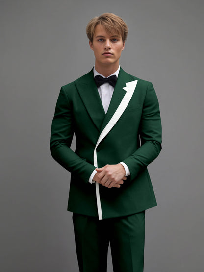 Modern Wrap Peak Lapel Men's 2 Pieces Suit with Decorative Trim for Grand Celebrations