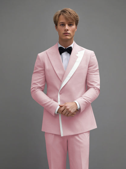 Modern Wrap Peak Lapel Men's 2 Pieces Suit with Decorative Trim for Grand Celebrations